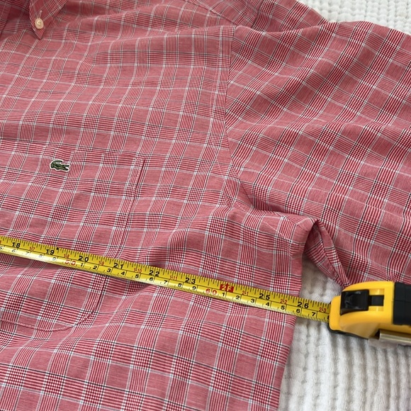LACOSTE Plaid Button Down Shirt Size 45 / XL Red Blue - Picture 4 of 10
